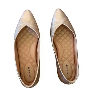 Birdies Goldfinch Pointy Toe Flat Shoes in Rose Gold Leather, size 7.5